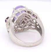 925 Sterling Silver Lavender Jade Ring