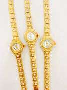 GROUP OF 3x MATCHING 18KT YELLOW GOLD PLATED & GEMSTONE WATCHES- BRAND NEW