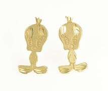 14K Yellow Gold Tweety Bird Warner Bros Cartoon Character Earrings