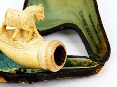Antique Meerschaum Horse Pipe w/Leather Case