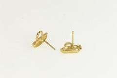14K Yellow Gold 3D Longaberger Picnic Basket Vintage Stud Earrings