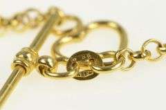 14K Yellow Gold Cable Chain Heart Toggle Clasp Vintage Bracelet
