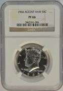 Superb Gem Proof 1964 Accent Hair Kennedy Half Dollar. NGC PF66