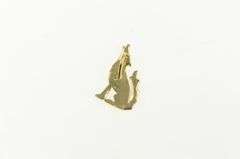 14K Yellow Gold Diamond Howling Wolf Western Vintage Pendant