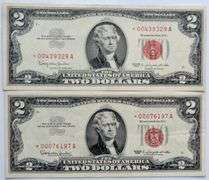 Choice Near Unc & Unc 1963 $2 Star US Notes
