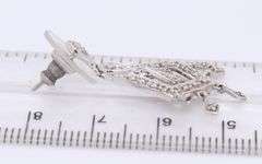 Set of White Gold Diamond Pendant on Chain with Diamond  Dangle Earrings