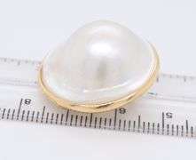 Elegant Yellow Gold 25mm Mabe Pearl Earclip Earrings