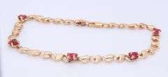 10KT Yellow Gold Heart Shape Red Spinel  Bracelet