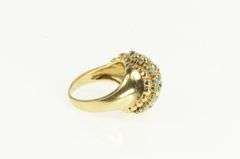 14K Yellow Gold 1960's Domed Turquoise Sapphire Striped Ring
