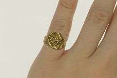 14K Yellow Gold 1931 Ornate Scroll Year Art Deco Vintage Ring