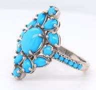 Vintage 925Sterling Silver Turquoise Cluster Ring