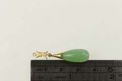 14K Yellow Gold Aventurine Tear Drop Chinese Motif Charm/Pendant