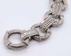 Judith Ripka 925 Sterling Silver Round Link Bracelet