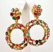 FANCY 24.00 CARAT TOURMALINE AND DIAMOND CHANDELIER EARRINGS