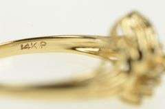 14K Yellow Gold Wavy Diamond Freeform Cluster Vintage Ring