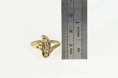 14K Yellow Gold Retro Diamond Wave Vintage Statement Ring
