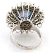6.00ct Oval Star Sapphire Cabochon and 2.00ctw Diamond Starburst Frame Ring in 14K
