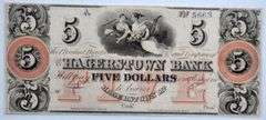 $5 Hagerstown Bank Md 1850 60 s Note