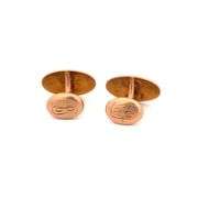 10K Yellow Gold Victorian Diamond Inset Oval Domed Cuff Links