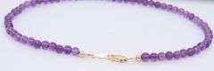 Amethyst Bead Anklet with Yellow Gold