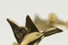 14K Yellow Gold Ornate Artisanal Duck Goose Dangle Vintage Earrings