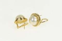 14K Yellow Gold 1.60 Ctw Diamond 14mm Pearl French Clip Earrings
