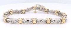 GORGEOUS DIAMOND AND SOLID GOLD X LINK TENNIS BRACELET
