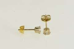 14K Yellow Gold Solitaire CZ Vintage Classic Round Stud Earrings