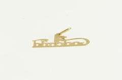 14K Yellow Gold #1 Number One Godchild Word Cut Out Charm/Pendant