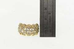 10K Yellow Gold Domed Lattice Vintage Statement Band Ring