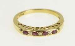 10K Yellow Gold I Love You Ruby Diamond Wedding Band Ring