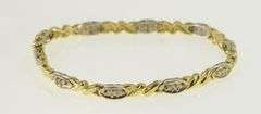 14K Yellow Gold 0.55 Ctw Diamond Wavy Link Vintage Tennis Bracelet
