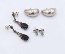 Group Lot of 3 Vintage Sterling Silver Earrings