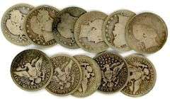 12 Different Barber Silver Quarters