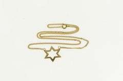 14K Yellow Gold Star of David Jewish Faith Symbol Chain Necklace