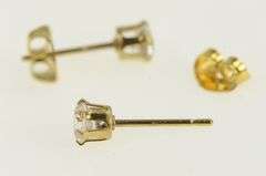 14K Yellow Gold Solitaire CZ Vintage Classic Round Stud Earrings