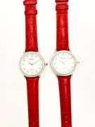 2 BRAND NEW MATCHING RED LEATHER GENEVA WATCHES
