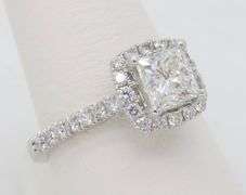 Stunning Princess Cut Halo Diamond Engagement Ring
