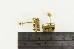14K Yellow Gold Emerald Cut Smoky Quartz Solitaire Vintage Earrings