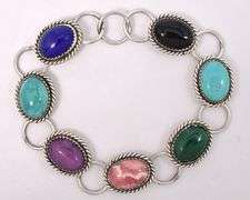 Multi-Gem Bracelet In Sterling Silver