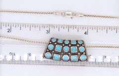 Vintage Italian Sterling Silver Turquoise Slidder Pendant on Chain