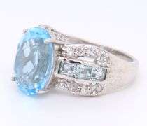 925 Sterling Silver Oval Blue Topaz Ring