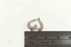 10K White Gold Pave Diamond Encrusted Heart Valentine Charm/Pendant