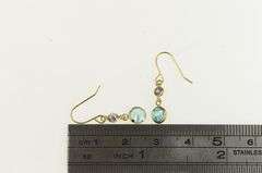 14K Yellow Gold Blue Topaz Amethyst Two Tiered Dangle Drop Earrings
