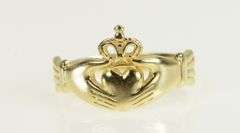 14K Yellow Gold Claddagh Celtic Loyalty Traditional Irish Ring