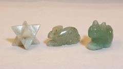 Natural Aquamarine 3 Piece Hand Carved Figurines