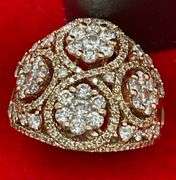 CERTIFIED 14K ROSE GOLD AND DIAMOND RING. 2.50 CARATS