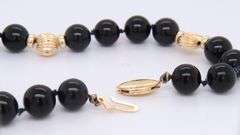 Fantastic Black Onyx and Gold Ball Bead Bracelet