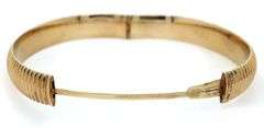 Polished Oval Striped Bangle Bracelet in 14K