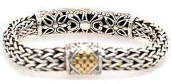 John Hardy Dot Wheat Two Tone Bangle Bracelet in 18K and Sterling